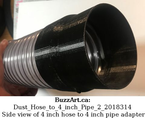 Side view of 4 inch hose to 4 inch pipe adapter